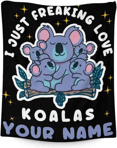 Miniatura 26 de Manta Koala para los amantes del koala, tamaño de cuna de 40 x 50 pulgadas, manta suave y acogedora para regalo, manta negra de dibujos animados