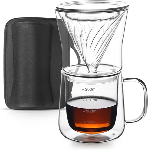 FISHNU TaiLake - Taza de café autofabricante, perfecta para café de una sola porción, experimenta el arte de verter una taza de café (juego de