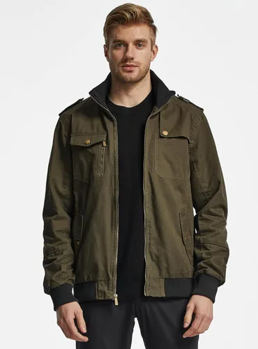 Miniatura 2 de Wantdo Chaqueta militar para hombre, chaqueta bomber casual, cuello alto, chaqueta de lona cortavientos
