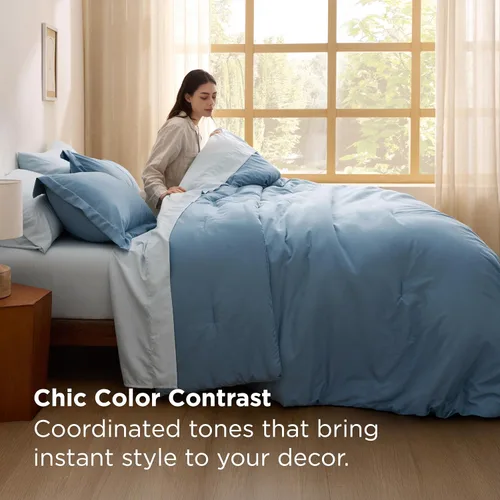 Miniatura 2 de Bedsure Juego de ropa de cama con edredón tamaño individual de 5 piezas, diseño bohemio contrastante, juego de cama en una bolsa con edredón