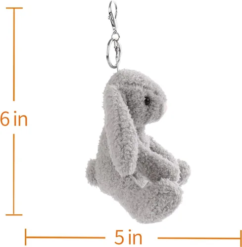 Miniatura 3 de Apricot Lamb Cute Toys - Llavero suave de peluche de conejo gris para bolsa de niños, bolso, mochila y bolso (6 pulgadas)