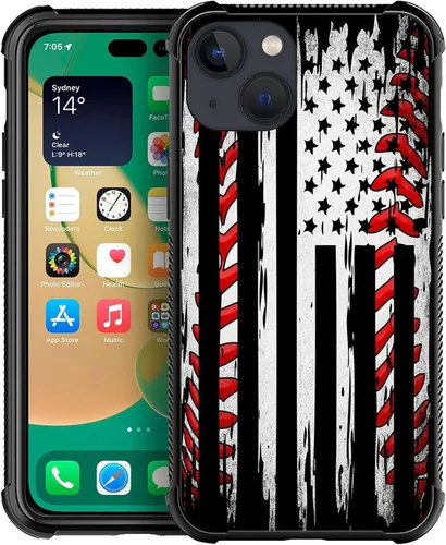 Miniatura 20 de Funda compatible con iPhone X/XS, diseño de bandera estadounidense de béisbol, TPU suave, a prueba de golpes, de vidrio templado, para iPhone X/XS