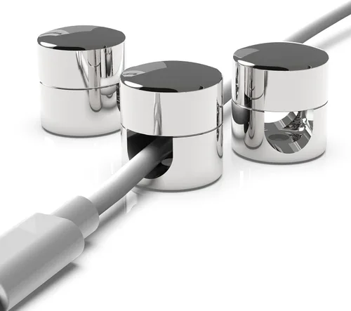 Miniatura 10 de ICONIT Anclajes de cable para organización de escritorio, organizadores de cables de aluminio de alta calidad, cargador + clips de gestión de cables