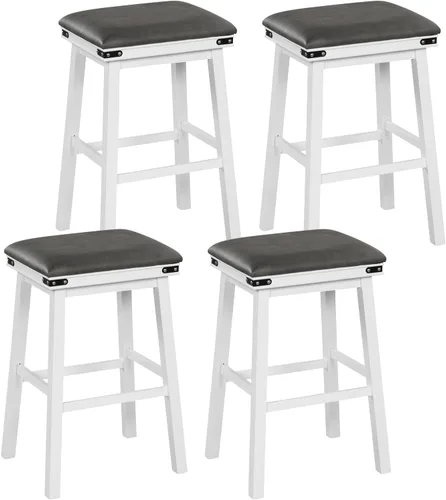 Miniatura 11 de Giantex Juego de 2 taburetes de bar de 24 pulgadas de altura de mostrador, taburetes de bar de madera sintética de granja con asiento acolchado