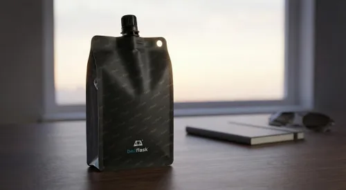 Miniatura 7 de BellFlask - Frasco de plástico de 15 onzas, patentado, flexible, sin metal, reutilizable, sin BPA con clip de mosquetón y embudo de llenado