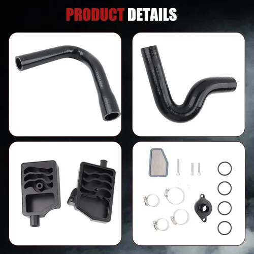 Miniatura 8 de Separador de aceite apto para Ford F250 F350 F450 Super Duty 6.7L V8 Power Stroke Diesel OE# DC3Z6A785C, FC3Z6A785F, PC3Z6A785A, aluminio