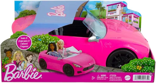 Miniatura 2 de Barbie Vehículo convertible de 2 plazas, coche rosa con ruedas giratorias y detalles realistas, regalo para niños de 3 a 7 años