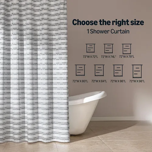Miniatura 5 de Amazon Basics Cortina de ducha de tela jacquard geométrica para baño, ligera, impermeable y lavable, 72 pulgadas de ancho x 72 pulgadas de largo