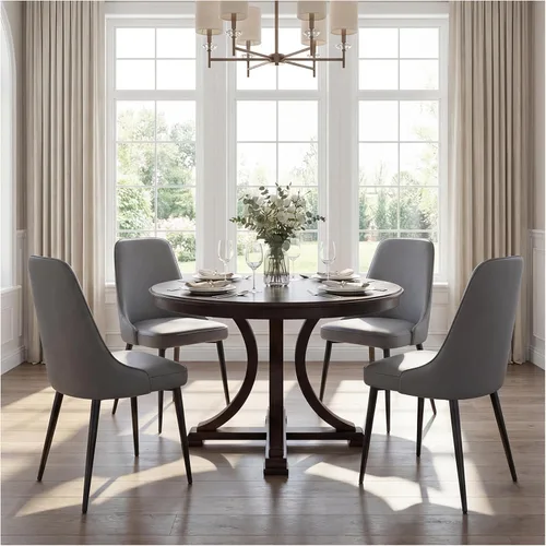 Miniatura 12 de Sillas de comedor de piel sintética, modernas y tapizadas, sillas de cocina, sillas auxiliares de cena con respaldo curvado y patas de metal