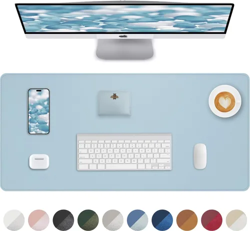 Miniatura 49 de Tapete protector para escritorio y mouse, antideslizante, de piel sintética, tapete impermeable de escritura para laptop, para oficina y hogar