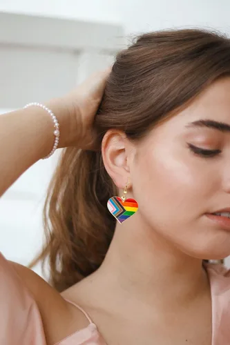 Miniatura 6 de Heart Shape Pride Dangle Earrings Gay and Lesbian LGBT Pride Gifts Jewelry