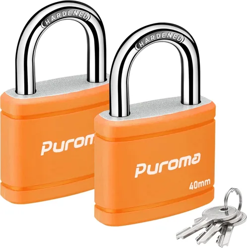 Miniatura 17 de Puroma Candado con llave con 2 llaves iguales, cerradura de casillero de 7/8 pulgadas, cerraduras de alta resistencia para puerta, cerrojo, caja