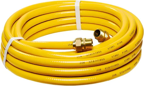 Kit de tubo de acero inoxidable corrugado CSST de 37 pies y 3/4" de línea de gas natural flexible con convertidor de propano, manguera de parrilla