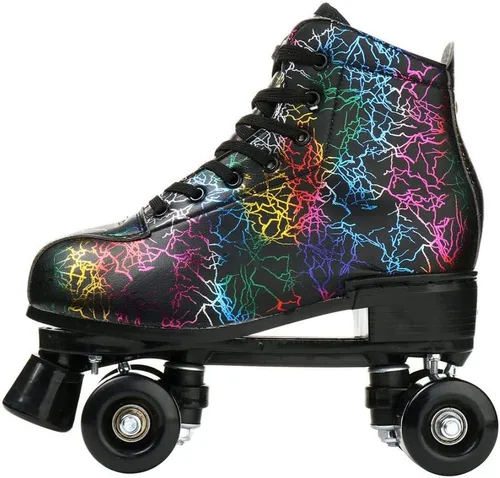 Miniatura 7 de Patines de ruedas para mujeres y hombres, zapatos altos de piel de vacuno, patines clásicos de doble fila, patines de cuatro ruedas para hombres