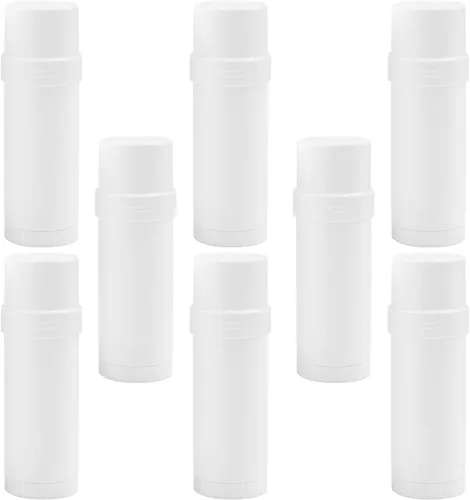 Cositina Contenedores de desodorante de plástico de 2.0 fl oz/2 onzas, botellas vacías redondas, tubos de desodorante recargables para bálsamo de
