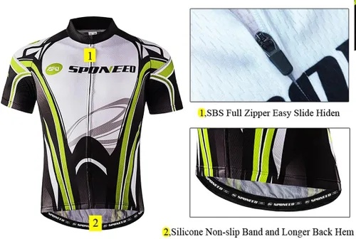 Miniatura 59 de sponeed - Jerséis de ciclismo para hombre, tops, camisas de ciclismo, manga corta, atuendo de ciclismo, chaqueta de ciclismo de cierre completo