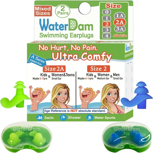 Miniatura 22 de WaterDam A-Series - Tapones de natación para los oídos, ultra cómodos, grandes, impermeables
