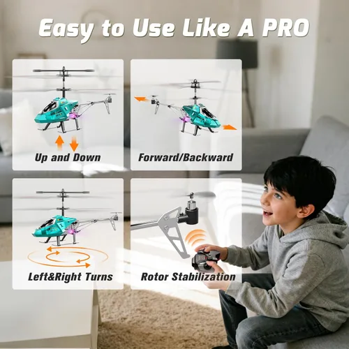 Miniatura 3 de XIKOTEC Helicóptero de control remoto, juguete de helicóptero RC para niños, avión RC de 2.4 GHz con luces LED, juguete volador a control remoto