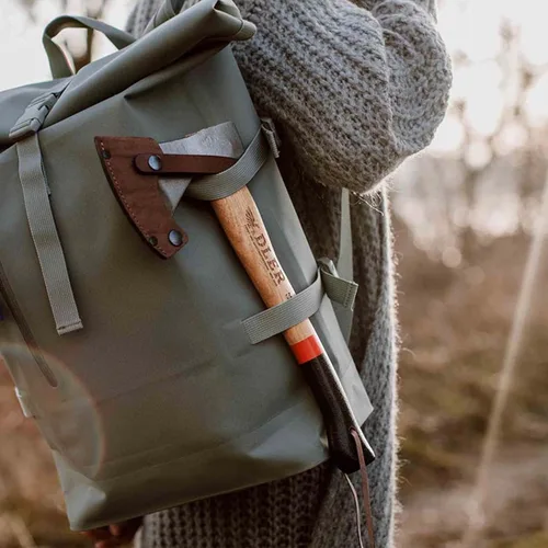 Miniatura 6 de Adler Rheinland - Hacha de camping con funda de cuero, forjado alemán, mango de nogal de 14 pulgadas, hacha compacta para senderismo, bushcraft