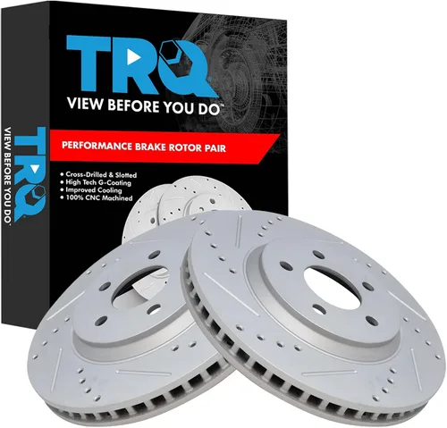 Miniatura 312 de TRQ Juego de rotores de freno de rendimiento trasero con revestimiento G premium compatible con Mazda 6 2014-2021