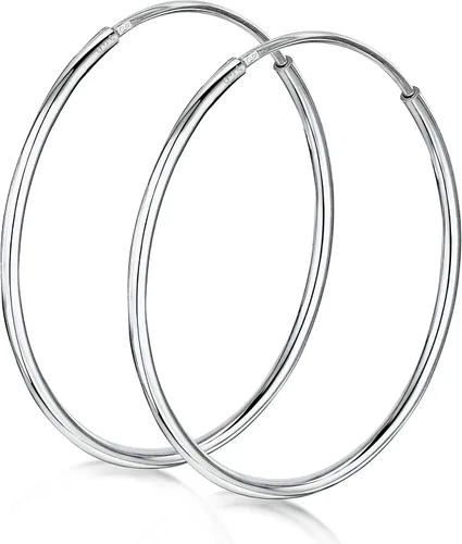 Miniatura 15 de Amberta® Aretes de plata de ley 925 con círculos finos y sin fin. Tamaño del diámetro: 20 30 40 60 2.953 in