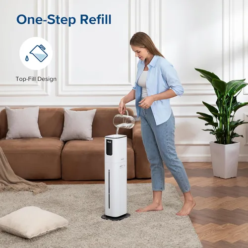 Miniatura 49 de LEVOIT Humidificadores evaporativos para dormitorio de bebé, filtros dobles de aire y agua, sensor separado, sin luz azul para luz nocturna de Blanco
