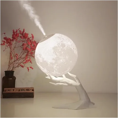 Humidificadores para dormitorio, 29.8 fl oz, humidificador de aire ultrasónico, difusor de aceite esencial USB 3D estereoscópico de luna, lámpara de