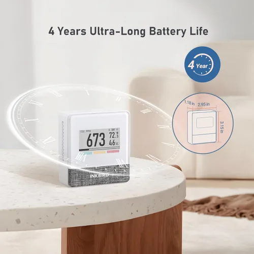 Miniatura 4 de INKBIRD Detector de CO2 portátil con Bluetooth, monitor inteligente de calidad del aire interior, puede detectar CO2, temperatura, humedad, etc.
