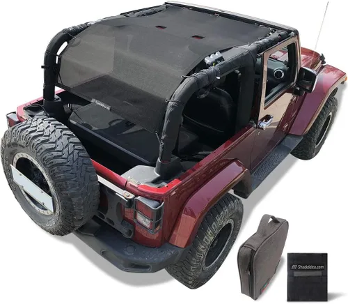Miniatura 100 de Shadeidea JK - Parasol superior compatible con Jeep Wrangler JKU, cubierta de techo de malla suave (2007-2018) - Bloqueador de ruido de viento UV