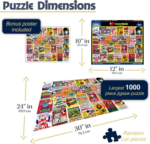 Miniatura 2 de White Mountain Puzzles I Love Music - Rompecabezas de 1000 piezas