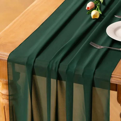 Miniatura 7 de Socomi Camino de mesa de gasa beige para verano, bohemio, rústico, de 10 pies, 29 x 120 pulgadas, decoración de camino de mesa de boda, decoración