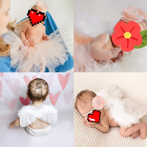 Miniatura 2 de Conjunto de accesorios para fotos para niñas recién nacidas, accesorios de fotografía para recién nacidos, falda tutú rosa y alas de ángel