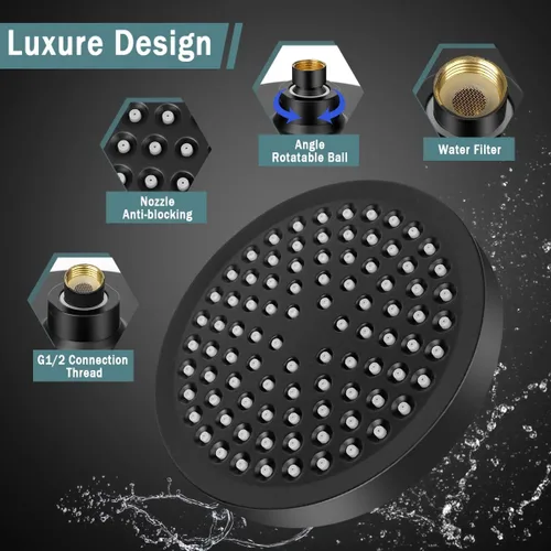Miniatura 4 de Taiker Cabezal de ducha filtrado, cabezal de ducha de lluvia de alta presión/combo de filtro de ducha de mano, lujoso moderno cromado con manguera