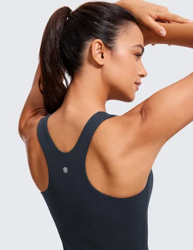Miniatura 3 de CRZ YOGA Butterluxe - Camiseta sin mangas de cuello alto con espalda cruzada para mujer, con brasier integrado, para entrenamiento, yoga, atlética