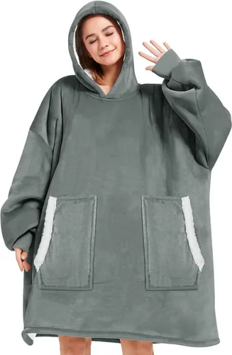 Miniatura 7 de Manta con capucha, regalos para adultos, mamá, mujeres y hombres, sudadera con capucha mullida de gran tamaño, acogedora sudadera con capucha