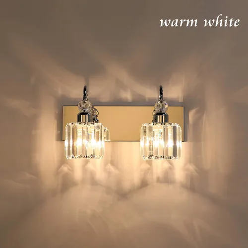 Miniatura 5 de Ralbay Moderna lámpara de tocador de baño, accesorio de pared de cristal de 2 luces para baño Cromo redondo
