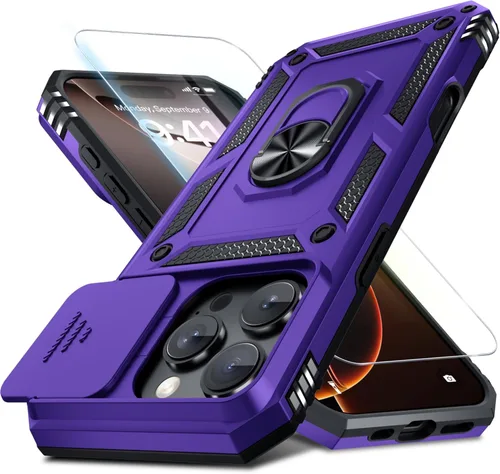 Miniatura 99 de Janmitta - Funda para iPhone 14 Pro con cubierta deslizante para lente de cámara incorporada + protector de pantalla, funda de cuerpo completo