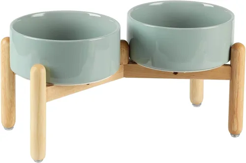 Miniatura 25 de Havniva Cuenco elevado de cerámica de 6.1 pulgadas para perros con soporte para platos de perros de razas pequeñas y medianas, cuenco de comida y 2