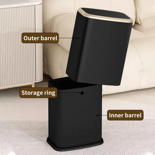 Miniatura 4 de Cubo de basura pequeño de 2 galones para oficina y baño con tapa oscilante, cubo de basura para sala de estar, dormitorio, cubo interior, cubo