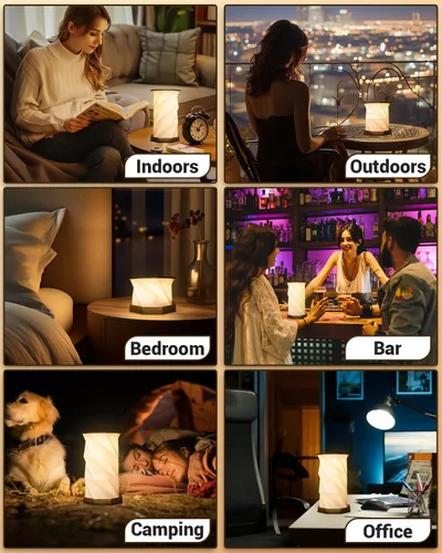 Miniatura 6 de JTT Lámpara de mesa recargable portátil pequeña Lámpara de escritorio inalámbrica LED Luces de noche regulables sin escalones Lámpara de papel
