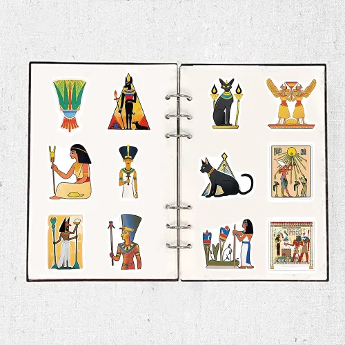 Miniatura 5 de Paquete de 50 calcomanías del Antiguo Egipto, vinilo impermeable, mitología egipcia, arte faraónico, esfinge, pirámides para laptop, álbumes