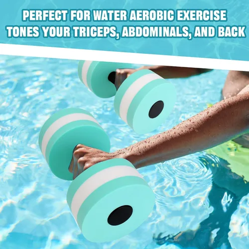 Miniatura 6 de Mancuernas acuáticas, 2 mancuernas de espuma para ejercicio aeróbico de agua, resistencia a la piscina, mancuernas desmontables para agua, fitness