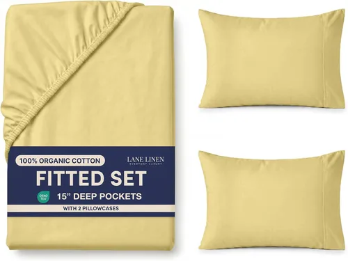 Miniatura 22 de LANE LINEN Juego de 2 piezas con sábana bajera de 100% algodón orgánico tamaño individual y 1 funda de almohada, tejido de percal ligero, suave