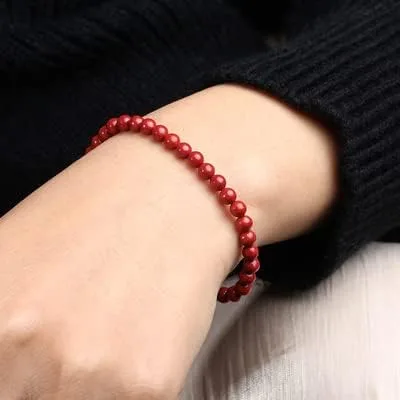 Pulsera elástica de color rojo, piedra natural, expandible, vintage, pulsera india, dendrita negra, (color de metal cuentas de 0.39 pulgadas)
