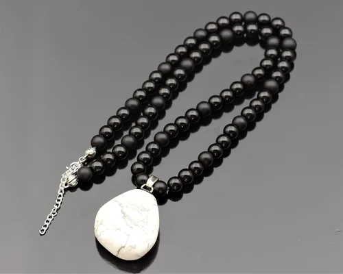 Miniatura 145 de Colgante de turmalina cruda natural, Collar de cuentas de ónix negro genuino, Collar de piedra negra, Collar de piedras preciosas, Cuentas de 0.315