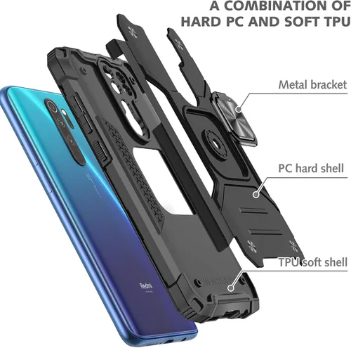 Miniatura 8 de Asuwish Funda de teléfono para Xiaomi Redmi Note 8 Pro con protector de pantalla de vidrio templado y soporte de anillo soporte delgado híbrido