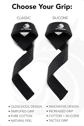 Miniatura 5 de Fitgriff® Correas de muñeca para levantamiento de pesas, gimnasio, peso muerto, entrenamiento (hechas de algodón premium y acolchadas) - Hombres