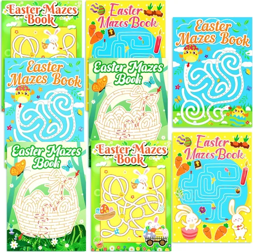 Winrain 8 libros de laberinto de cesta de Pascua para niños, actividades de manualidades para niños, edades 3-5, 4-8, 6-8, 8-12 (160 laberintos de 4