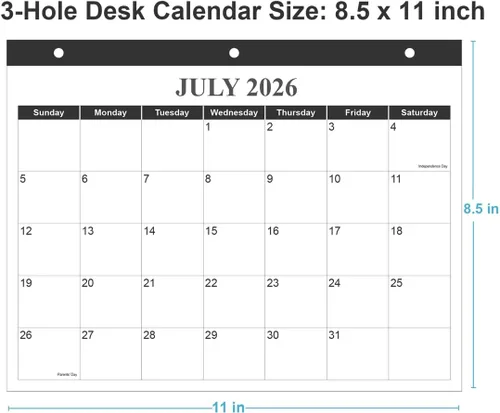 Miniatura 2 de Calendario 2026 para carpeta de 3 anillas, calendario de pared de enero de 2026 a diciembre de 2026, calendario de 12 meses con papel de alta