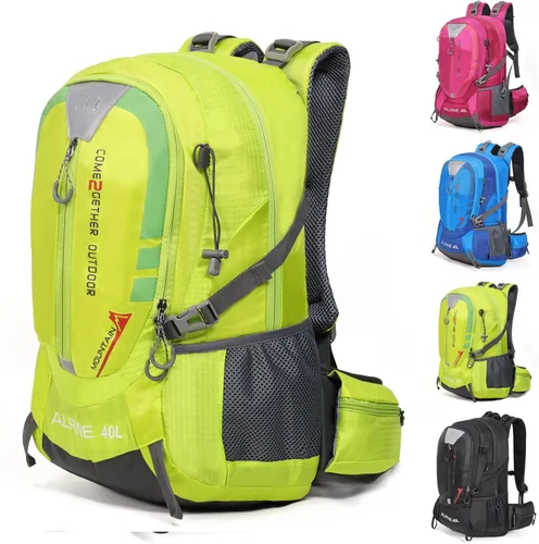Miniatura 11 de Mochila de senderismo para acampar 40L al aire libre, mochila de viaje ligera con cubierta de lluvia para mujeres y hombres (negro)